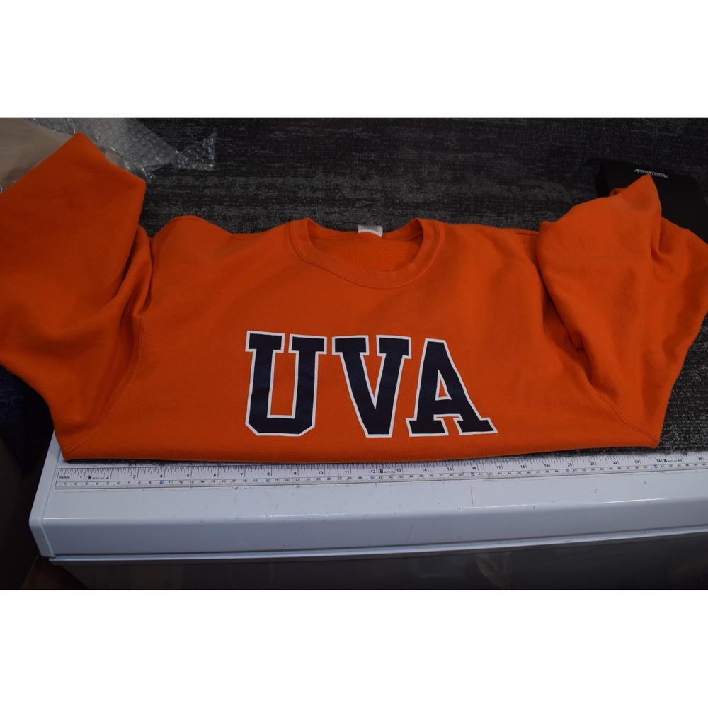 Vintage Y2K UVA University of Virginia Orange Crewneck Sweatshirt Mens L Jerzees - Picture 9 of 14